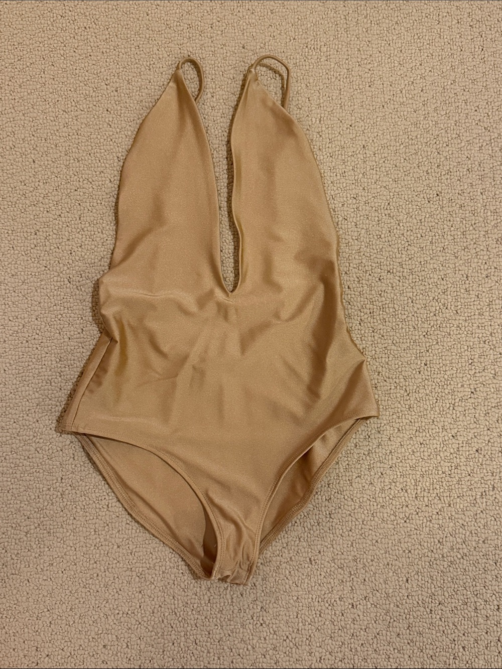 Deep V One-Piece Swimsuit in Gold
